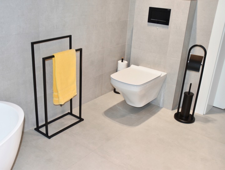 Stojak na papier toaletowy i szczotkę do WC czarny łazienkowy loft uchwyt