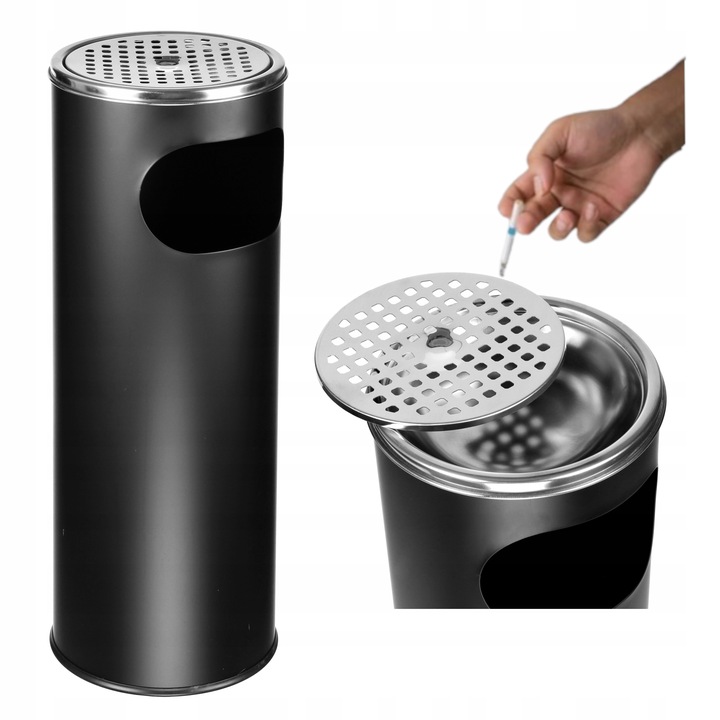 POPIELNICZKA ZEWNĘTRZNA STOJĄCA KOSZ NA ŚMIECI 12 L ŚMIETNIK POPIELNICA 2w1