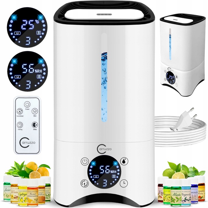 Nawilżacz powietrza AUTOMATYCZNY + AROMATERAPIA 6w1 +12 OLEJKÓW FILTR