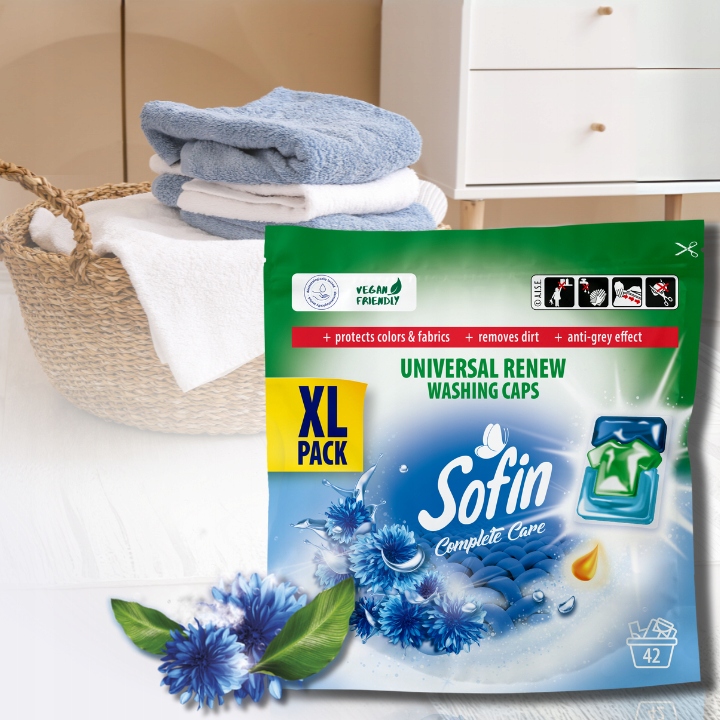 Sofin Kapsułki do Prania Białego i Jasnego Vegan Ochrona Kolorów XL 42szt