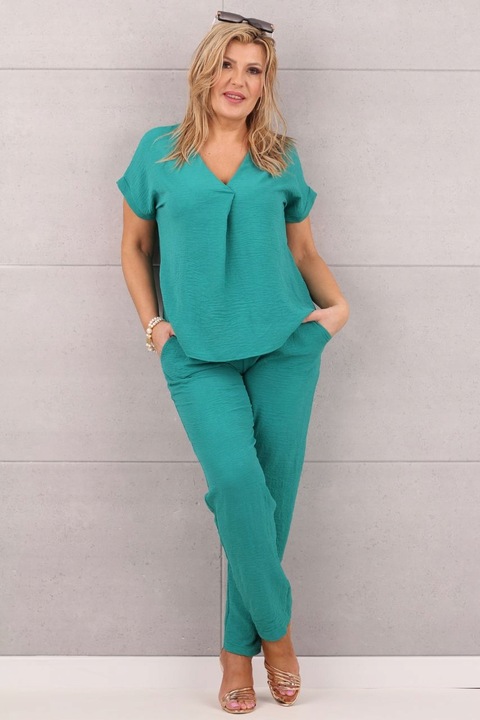 ELEGANCKI KOMPLET DAMSKI DUŻE ROZMIARY POLSKI PRODUCENT BLUZKA I SPODNIE