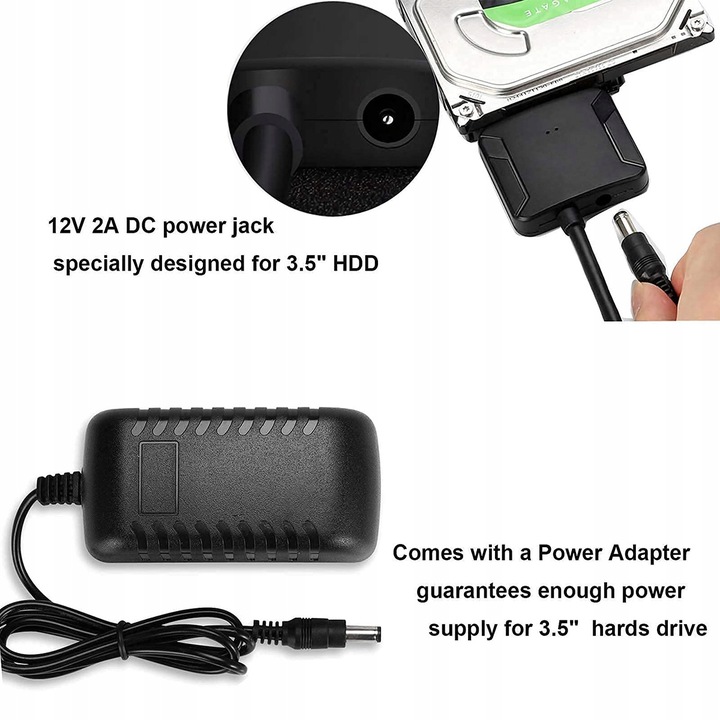 Adapter SATA USB, USB 3.0 na SATA III, adapter do dysku twardego 2,5" 3,5"