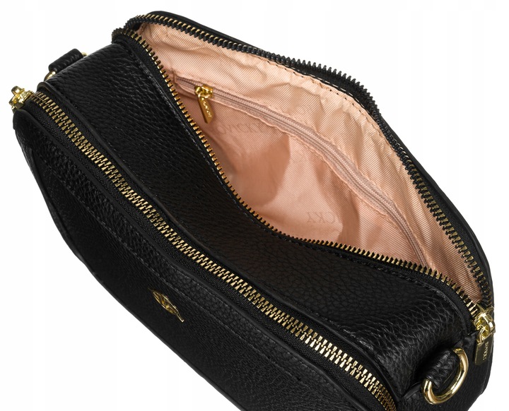 Torebka damska listonoszka na ramię czarna ROVICKY mała torba na pasku