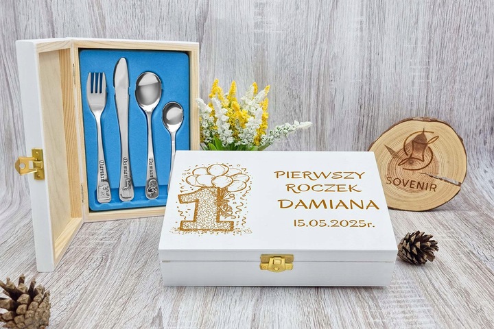 Sztućce dla Dzieci z GRAWEREM GRATIS Prezent na Chrzest Roczek