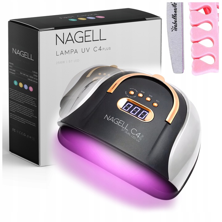 LAMPA DO PAZNOKCI UV DUAL LED 256W DO HYBRYD ŻEL SUN C4 PLUS MOCNA MANICURE