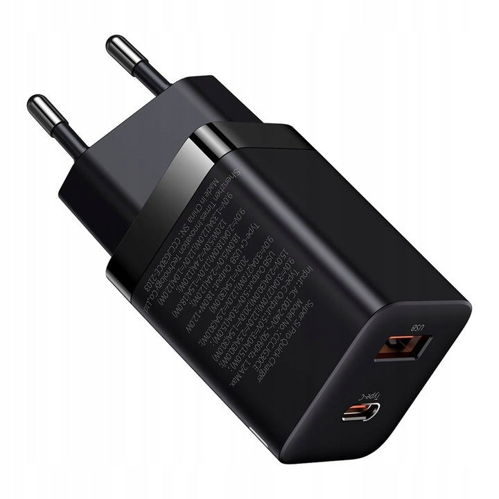 BASEUS SZYBKA ŁADOWARKA SIECIOWA DO TELEFONU 2X USB USB-C 30W PD AFC QC 3.0