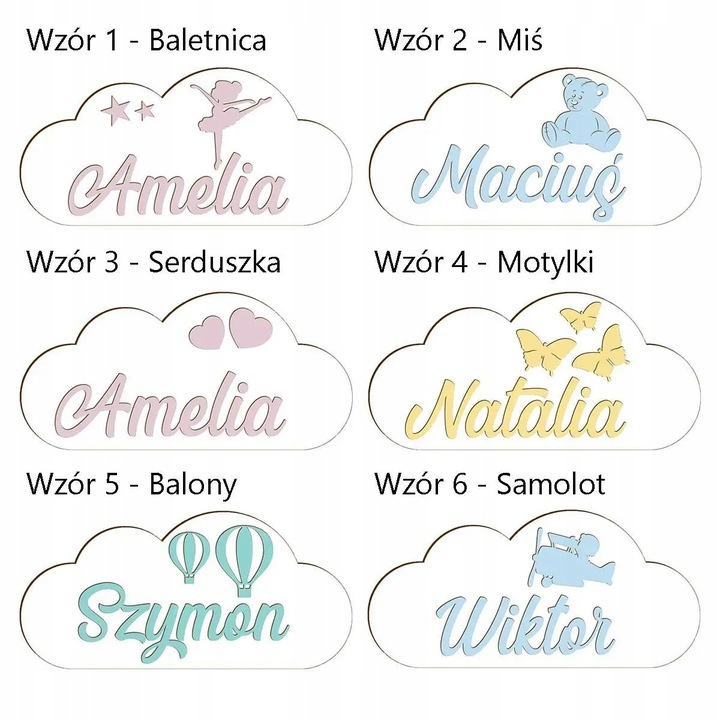 Przybornik Organizer na biurko kredki Chmurka imię dekoracja prezent wzory