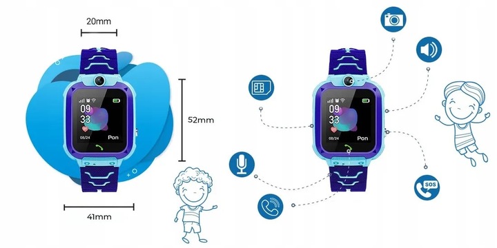SMARTWATCH LOKALIZATOR DLA DZIECI ZEGAREK SMART WATCH LATARKA KOLORY