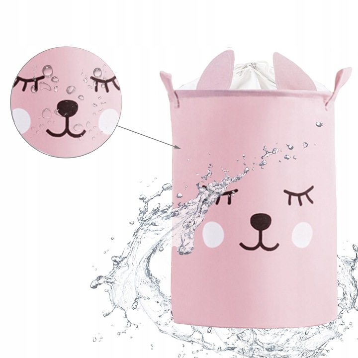 Kosz Pojemnik Na Zabawki Zamykany Ze Ściągaczem XL MIŚ RÓŻOWY SIPO BT035