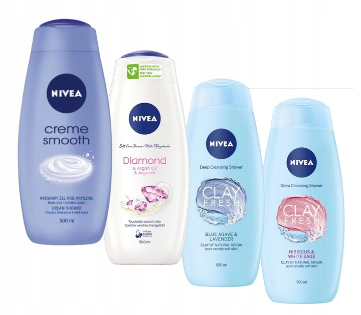 NIVEA żel płyn pod prysznic damski zestaw 4x500ml
