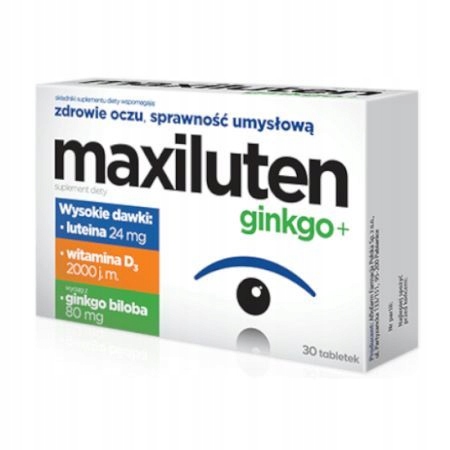MAXILUTEN GINKGO Wzrok Pamięć Koncentracja 30 tabletek witaminy oczy