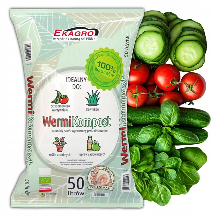 Wermikompost Naturalny NAWÓZ uniwersalny 50L BIOHUMUS do warzyw ziemia