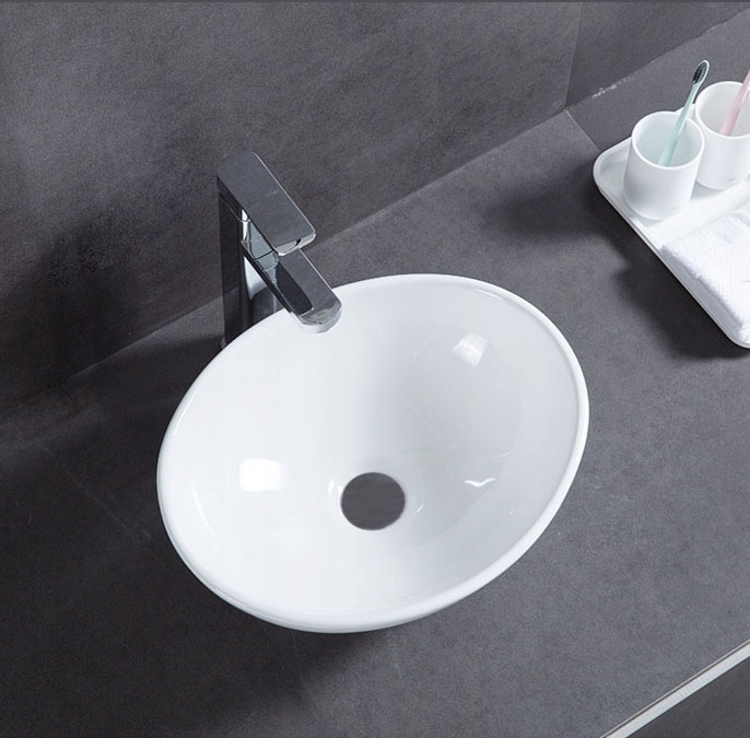 UMYWALKA NABLATOWA CERAMICZNA OWALNA OWAL BIAŁA STAWIANA NA BLAT 42 x