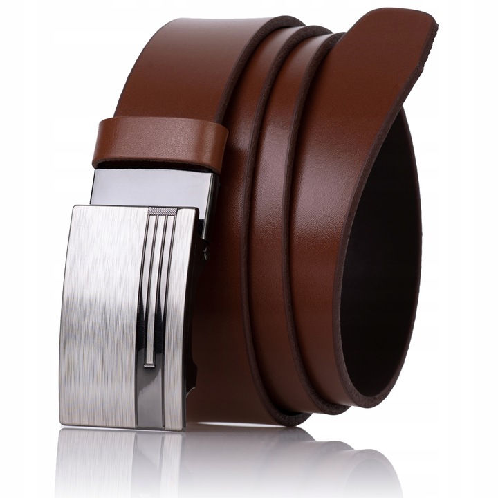 Pasek SKÓRZANY męski Klamra automat BRĄZOWY spodni