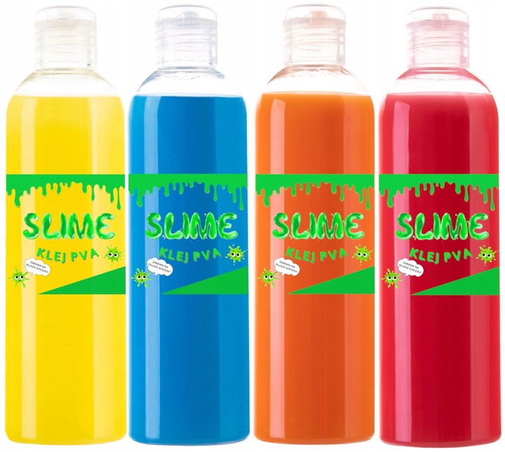 ZESTAW SLIME 4 x kolorowy KLEJ PVA AKTYWATOR GLUT NA PREZENT