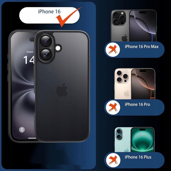 Etui do iPHONE 16 + 2x SZKŁO WZMACNIANE do MagSafe PREMIUM CASE MATOWE 360°