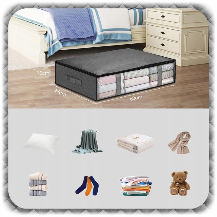 2x ORGANIZER NA POŚCIEL KOŁDRĘ POKROWIEC POJEMNIK Ubrania Pod Łóżko