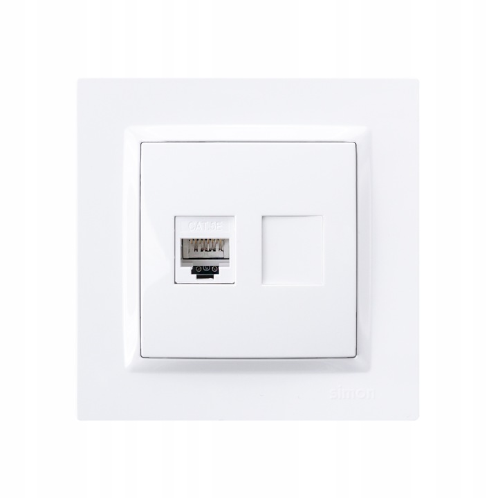 Simon 10 Gniazdo internetowe komputerowe pojedyncze RJ45 kat.5e, biały