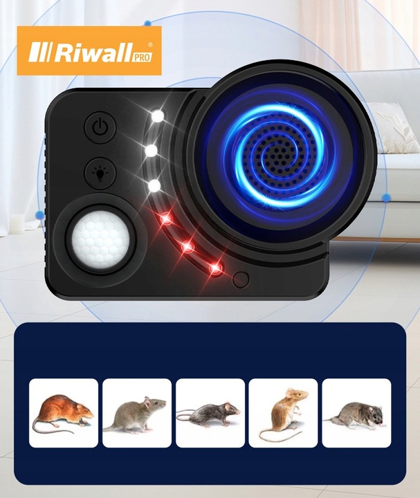 ODSTRASZACZ GRYZONI KUNY MYSZY MOCNY CZUJNIK RUCHU RIWALL RSK-01