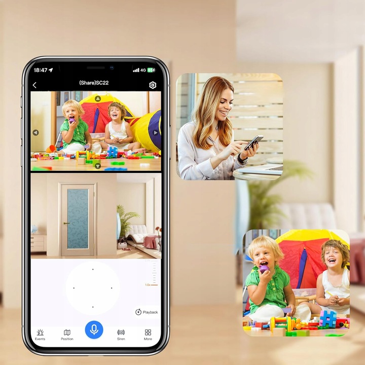 KAMERA MONITORUJĄCA BIAŁA 2,4G WIFI PTZ + 2 OBIEKTYWY 2MP