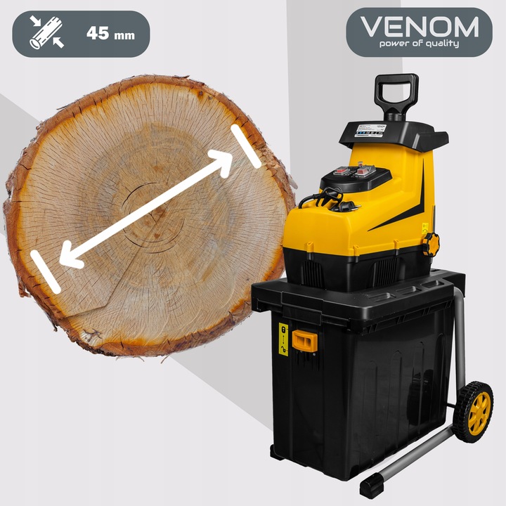 ROZDRABNIACZ ELEKTRYCZNY RĘBAK DO GAŁĘZI PRO MOCNY SILNIK ZBIORNIK 60L