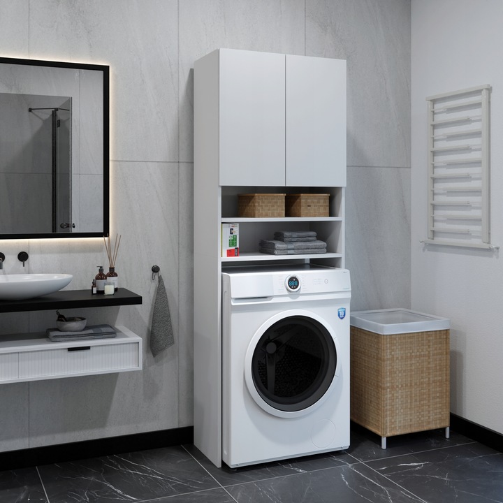 REGAŁ ŁAZIENKOWY SZAFKA NAD PRALKE BIAŁY 4 PÓŁKI