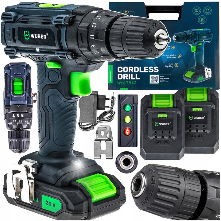 WIERTARKO WKRĘTARKA UDAROWA AKUMULATOROWA 20V 2X AKUMULATOR + WALIZKA