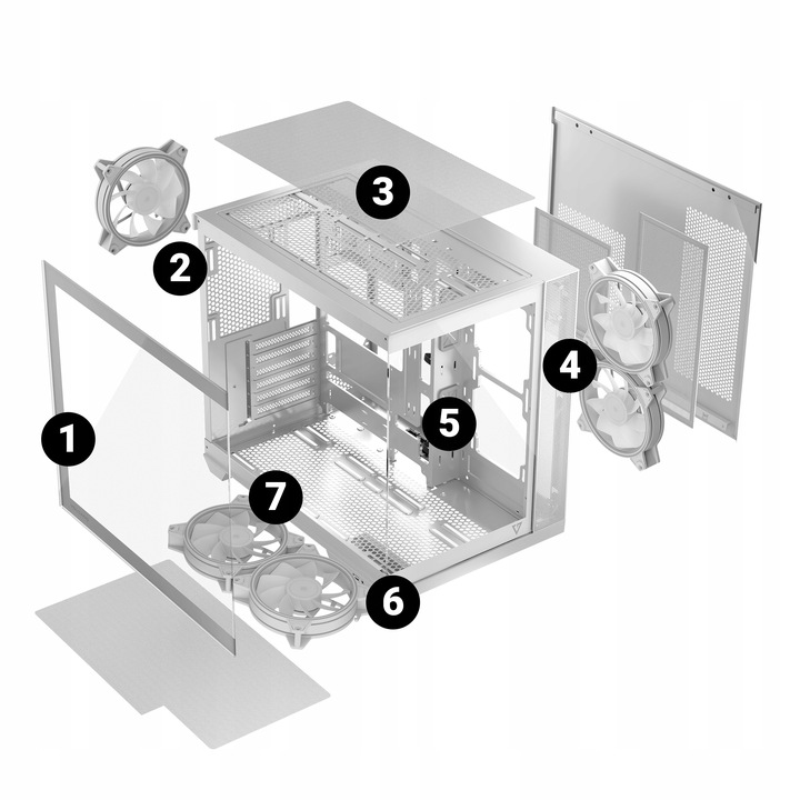 Gamingowa obudowa MODECOM VOLCANO PANORAMA APEX ARGB 5F MIDI biała, 5×went.