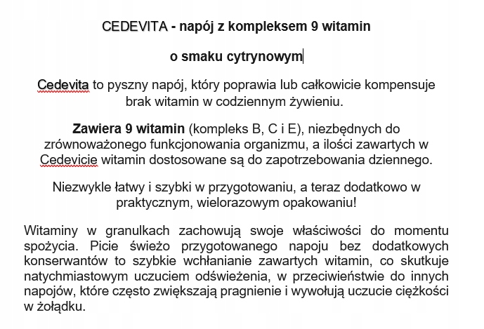 Napój cytrynowy w proszku Cedevita 900 g
