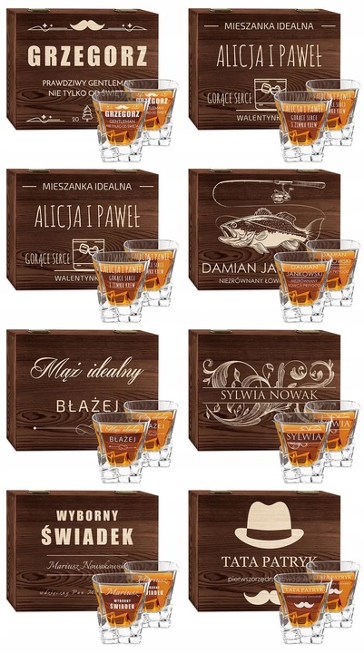 Szklanki do Whisky Kamienie Zestaw z Grawerem Prezent dla Taty na Urodziny