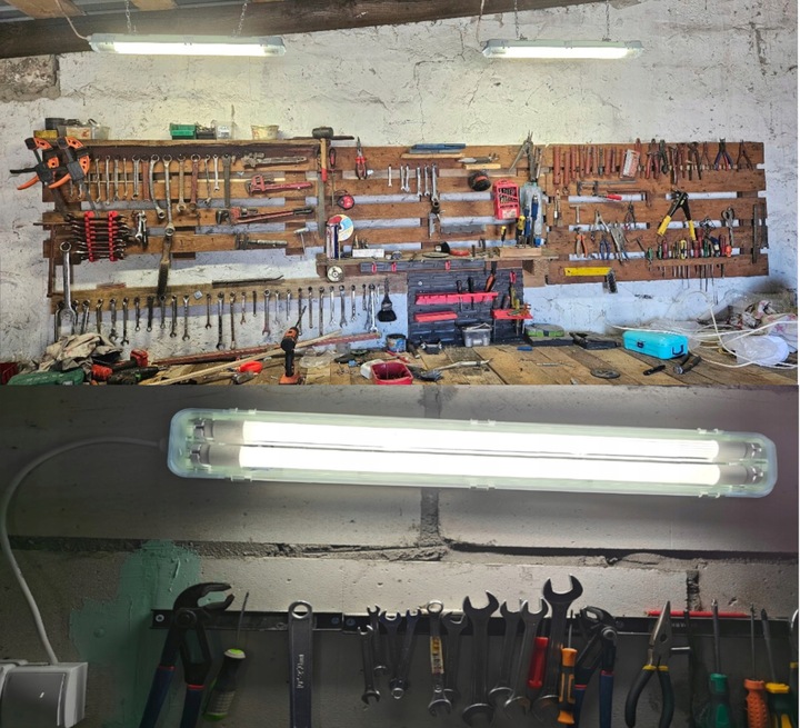 10x Oprawa Hermetyczna 120cm lampa + świetlówki Tuby 20x LED Garażowa