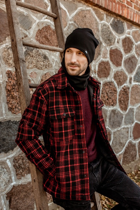 Komplet męski na POLARZE czapka + komin Czarny