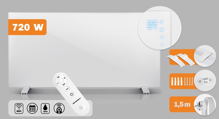 Grzejnik na podczerwień promiennik podczerwieni 720W pilot WiFi aplikacja