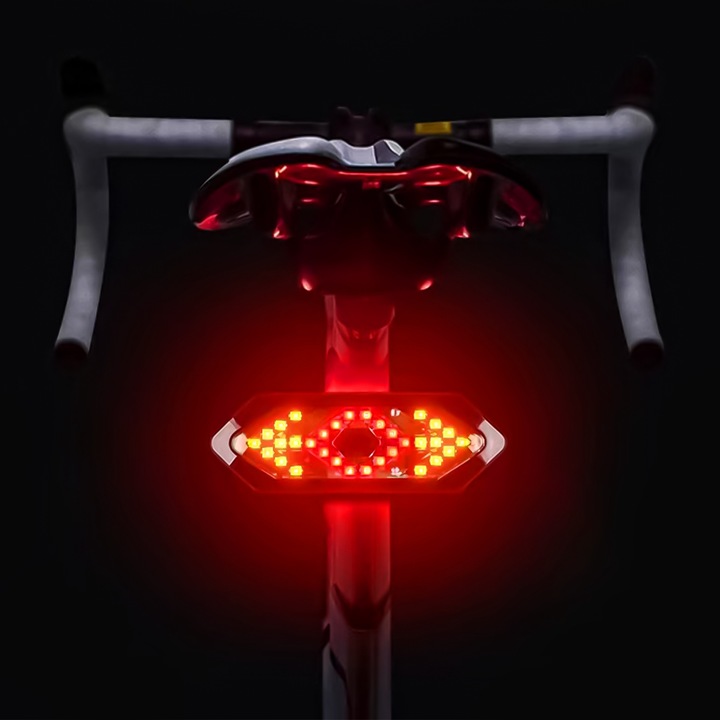 Lampka rowerowa tylna KIERUNKOWSKAZ tył na rower sygnalizator USB + pilot