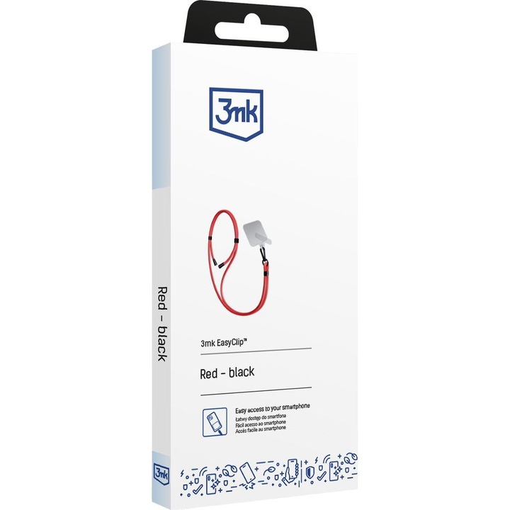 Smycz do telefonu - 3mk EasyClip - Czerwony