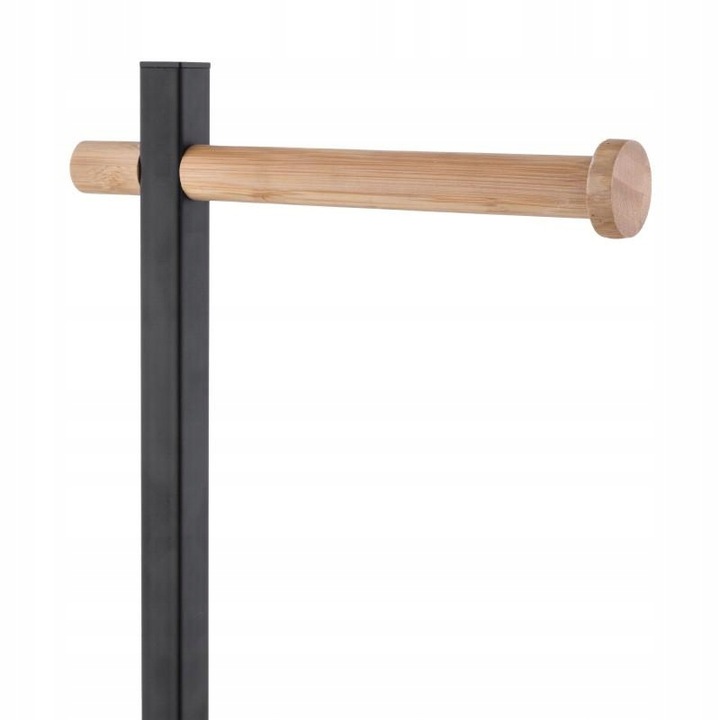 Stojak uchwyt na papier toaletowy i szczotkę do WC czarny loft bambus