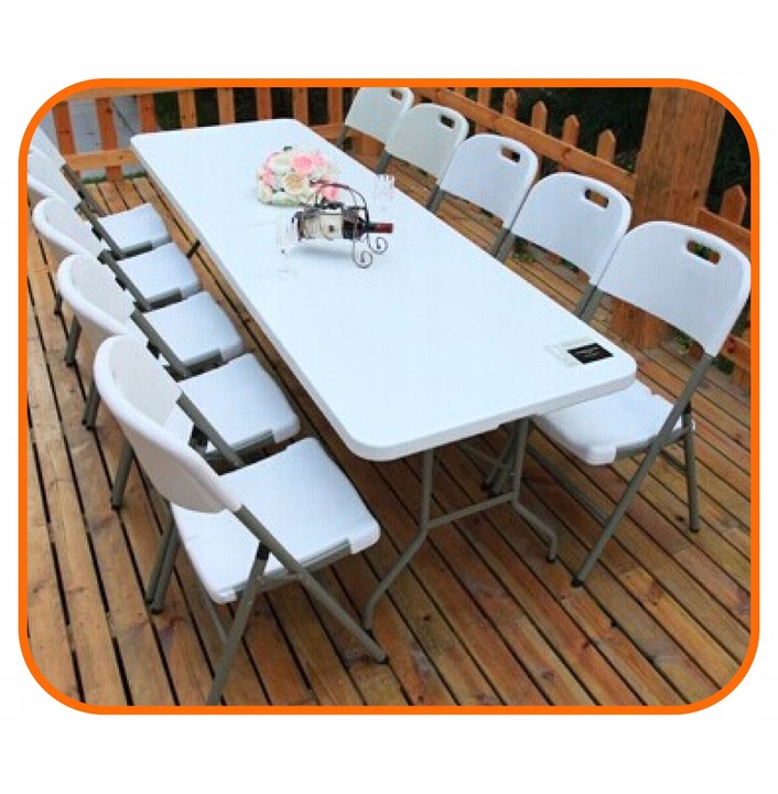 STÓŁ CATERINGOWY SKŁADANY WALIZKA BANKIETOWY OGRODOWY 180 CM WYTRZYMAŁY
