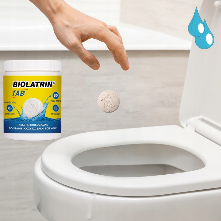 Bakterie silne tabletki do szamba +tłuszcze 30 tab biopreparat rok + 3