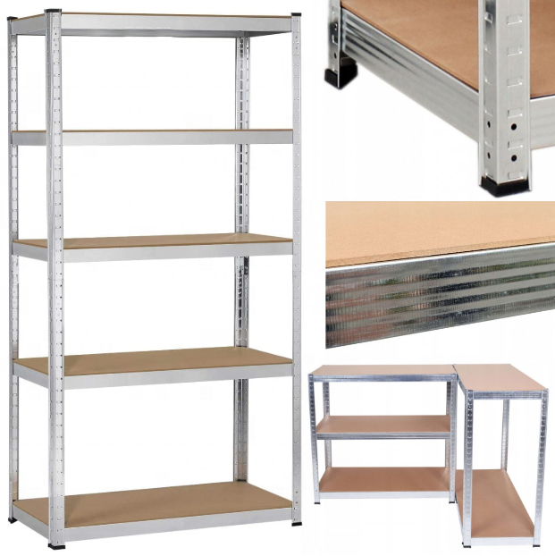 Regał metalowy ocynkowany wciskany 180x90x40 cm, 5 półek 875kg