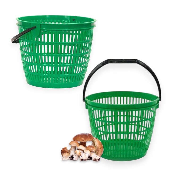 2x KOSZ 12L NA GRZYBY OWOCE ZIEMNIAKI KOSZYK PLASTIKOWY ZIELONY WIADERKO