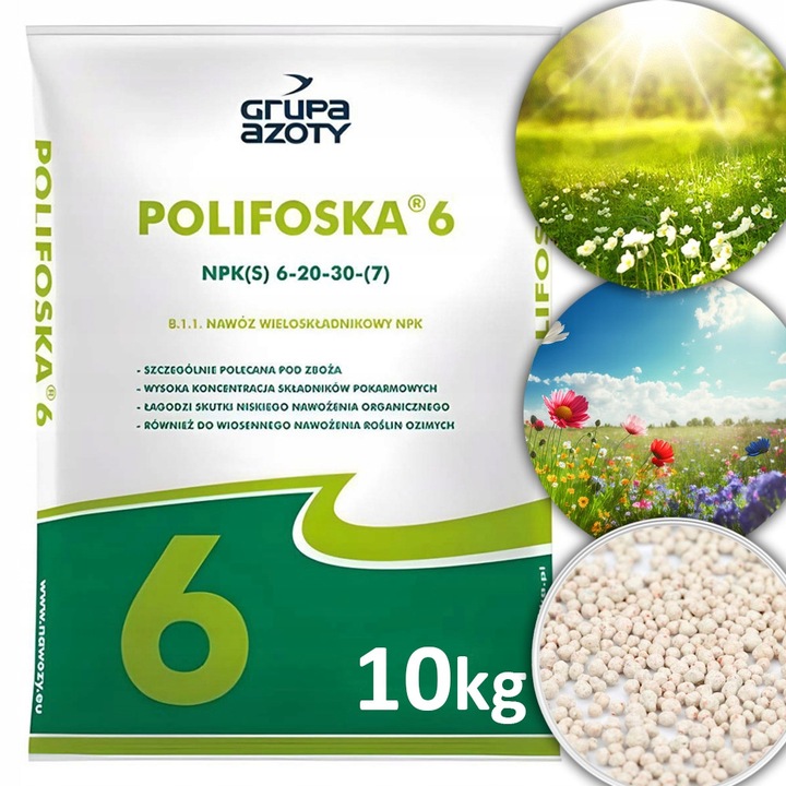 Nawóz POLIFOSKA 6 oryginał 10kg IDEALNY TRAWNIK 6-20-30(7) WIOSNA