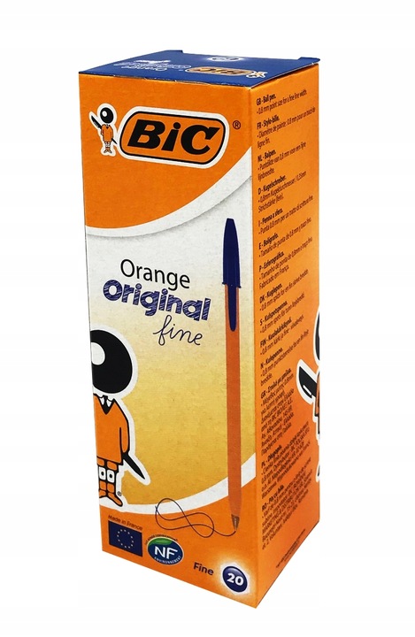 DŁUGOPIS BIUROWY BIC ORANGE NIEBIESKI 20szt PACZKA