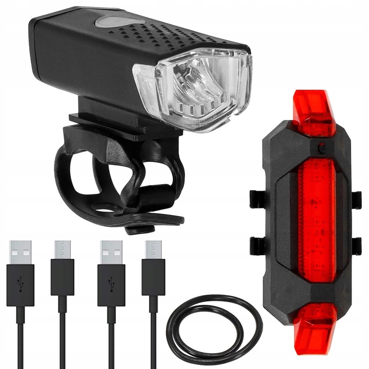 LAMPKA ROWEROWA LED PRZÓD NA USB MOCNA TYŁ ZESTAW KIEROWNICĘ ROWER ŚWIATŁO