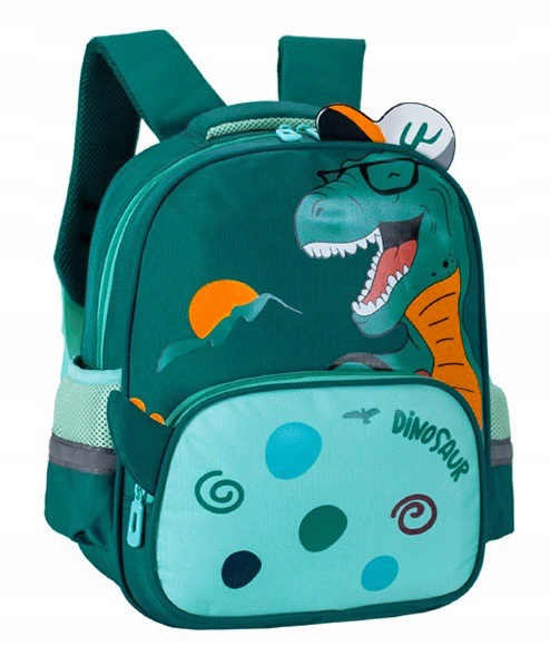 PLECAK DZIECIĘCY DLA PRZEDSZKOLAKA PODRÓŻNY DINOZAUR ZIELONY