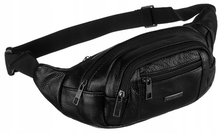 Saszetka męska nerka elegancka ze skóry naturalnej na pasku skórzana