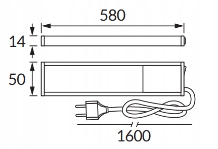 LAMPA OPRAWA LINIOWA PODSZAFKOWA LED 10W 58CM 230V LISTWA ON/OFF