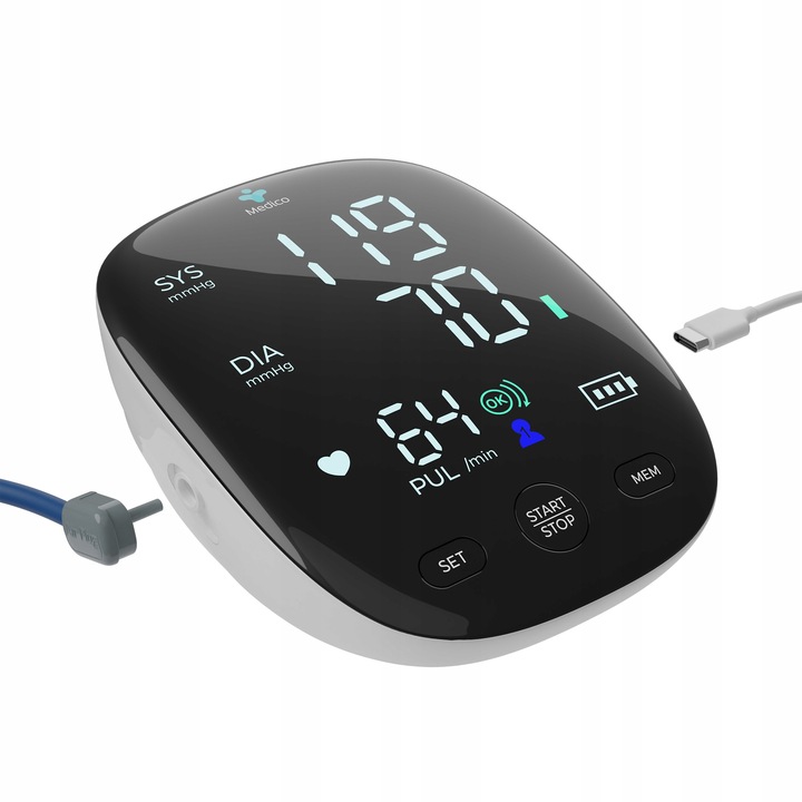 CIŚNIENIOMIERZ NARAMIENNY MEDICO ARYTMIA, EKRAN LED,USB, DZIENNICZEK GRATIS