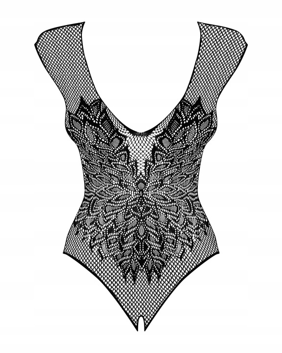 Obsessive Seksowne Body Damskie Kabaretka Motyw Kwiatowy B112 XL/XXL czarne