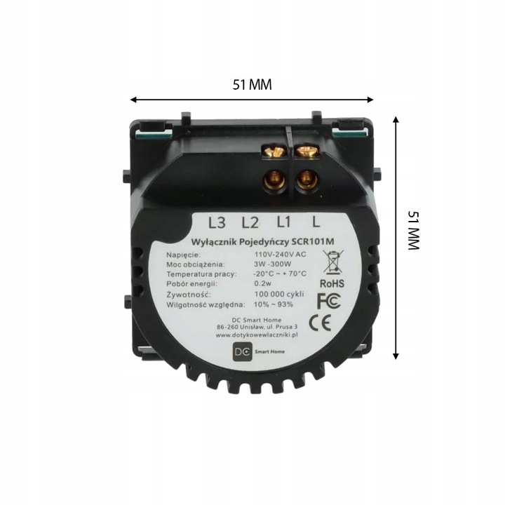 Wkład Moduł Włącznik Przełącznik Dotykowy Światła Pojedynczy LED fi60