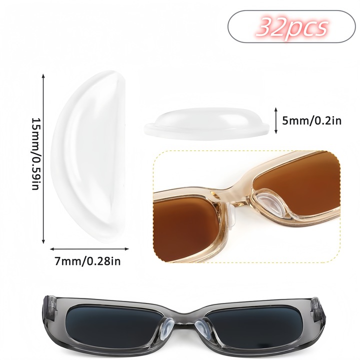 32 PAR NOSKÓW PRZYKLEJANYCH PRZEZROCZYSTYCH DO OKULARÓW 64 NOSKÓW SILIKON